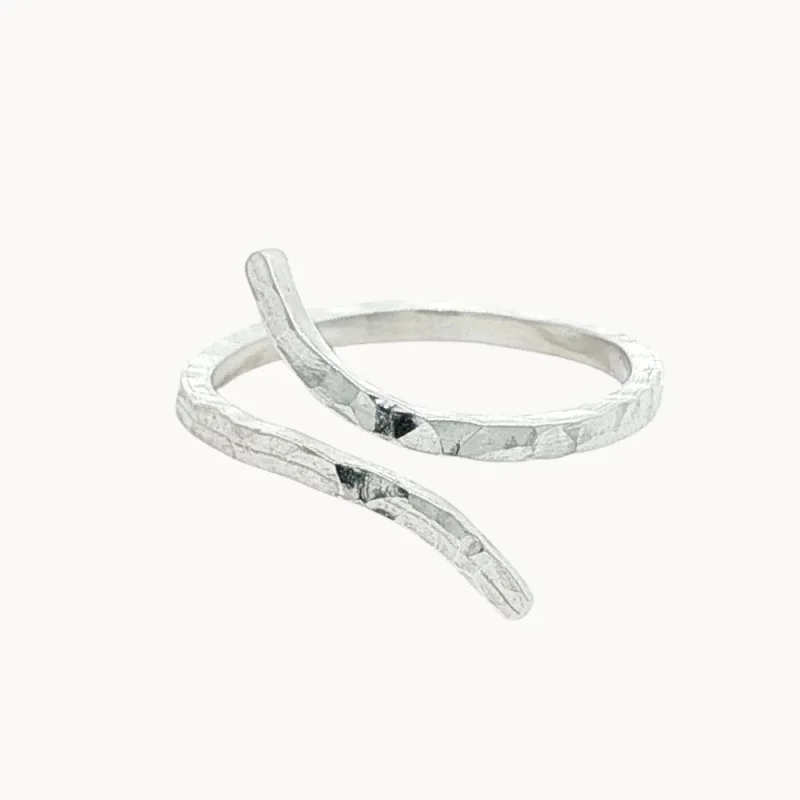 Silver Adjustable Hammered Ring
