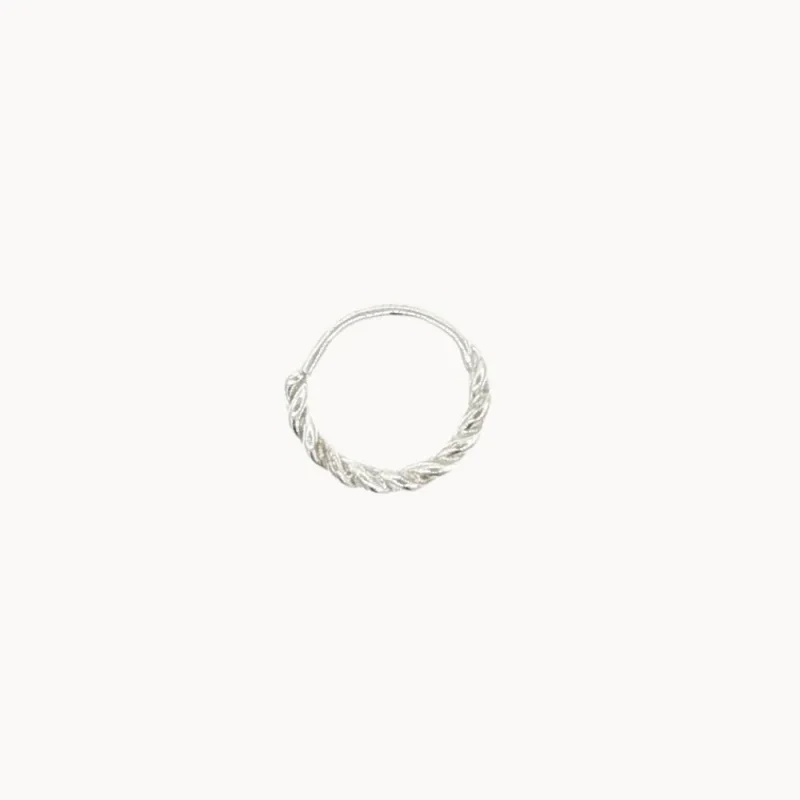 Silver Twisted Cartilage Helix Hoop Earring
