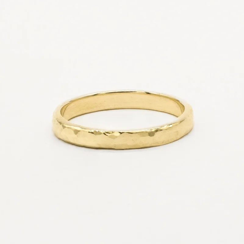 The Chunky Hammered Wedding Ring – D Shape