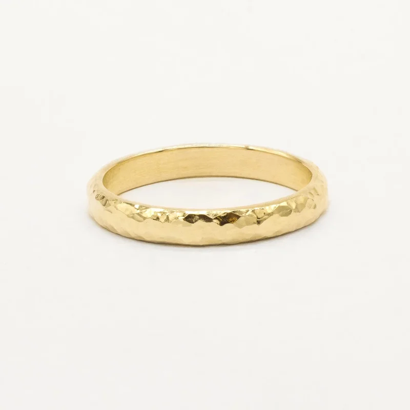 The Dainty Hammered Wedding Ring – D Shape
