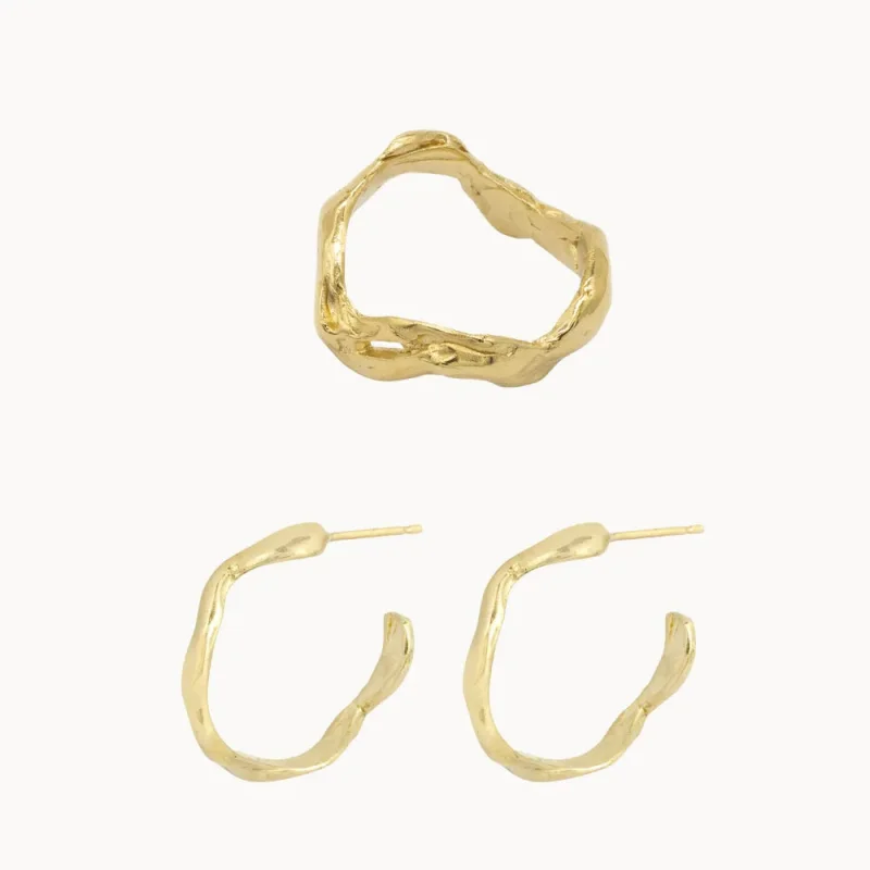 The Wave Jewellery Set – Gold
