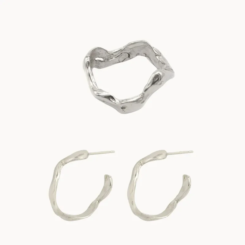 The Wave Jewellery Set – Silver