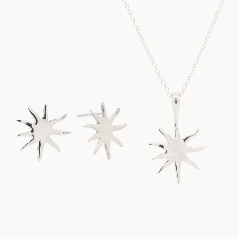 Silver Mini Sun Bridesmaid Jewellery Set