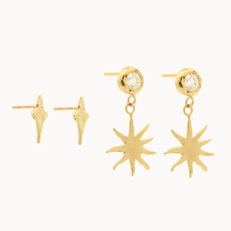 Sun & Stars Ear Stack Set – 9ct Gold