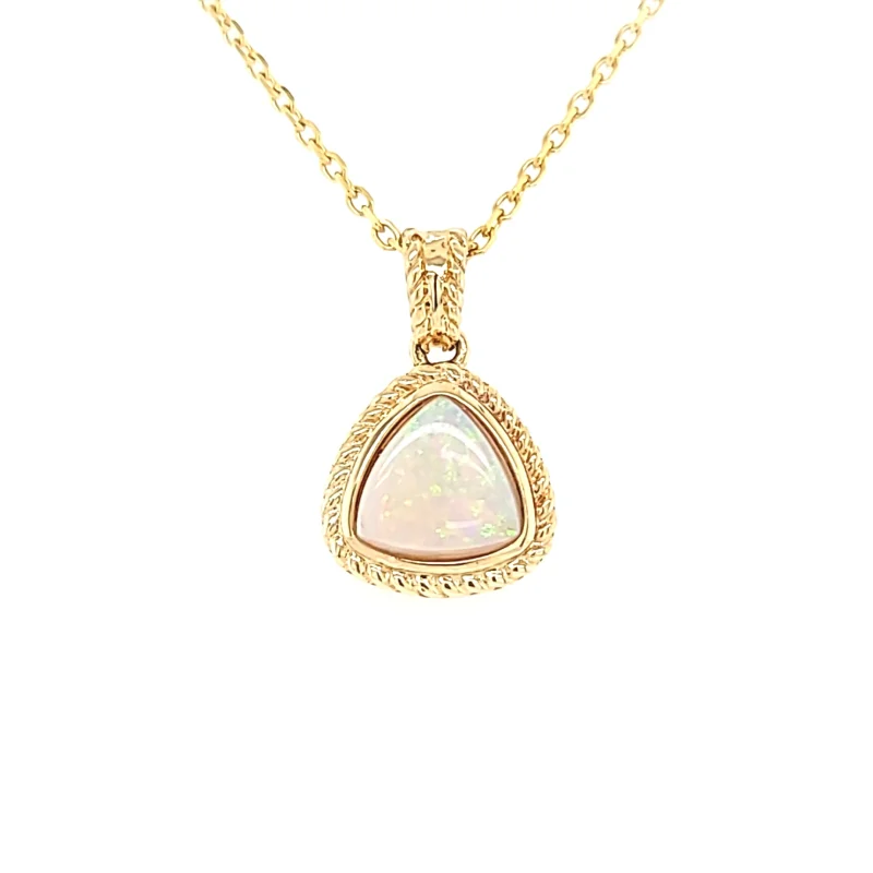 Yellow Gold Opal Trillion Pendant (I7127)