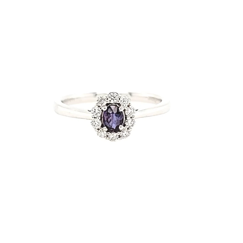 White Gold Alexandrite & Diamond Ring (I6789)