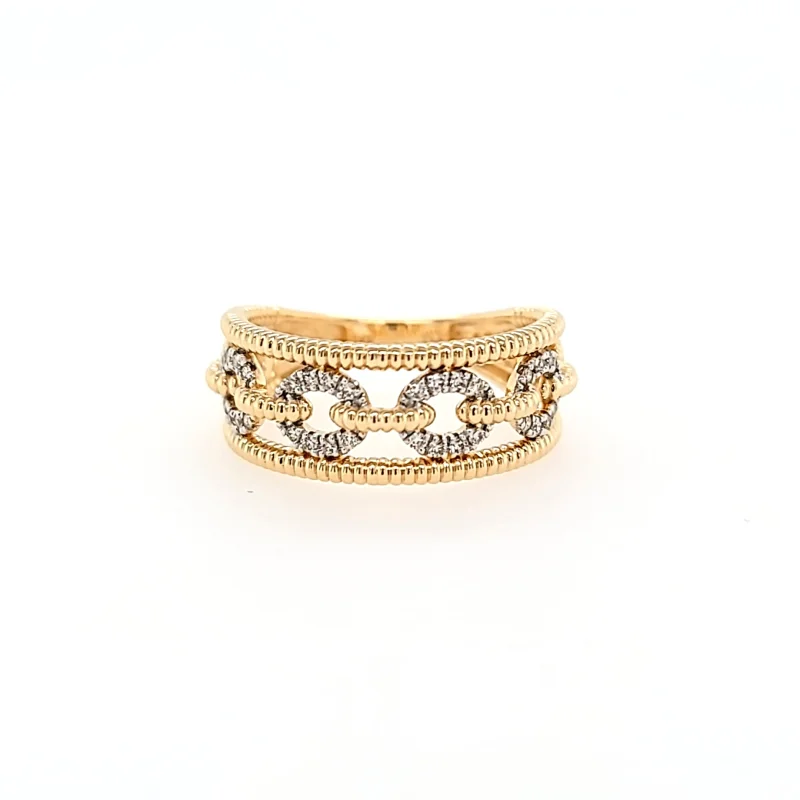 Yellow Gold Diamond Link Wide Ring (I7571)