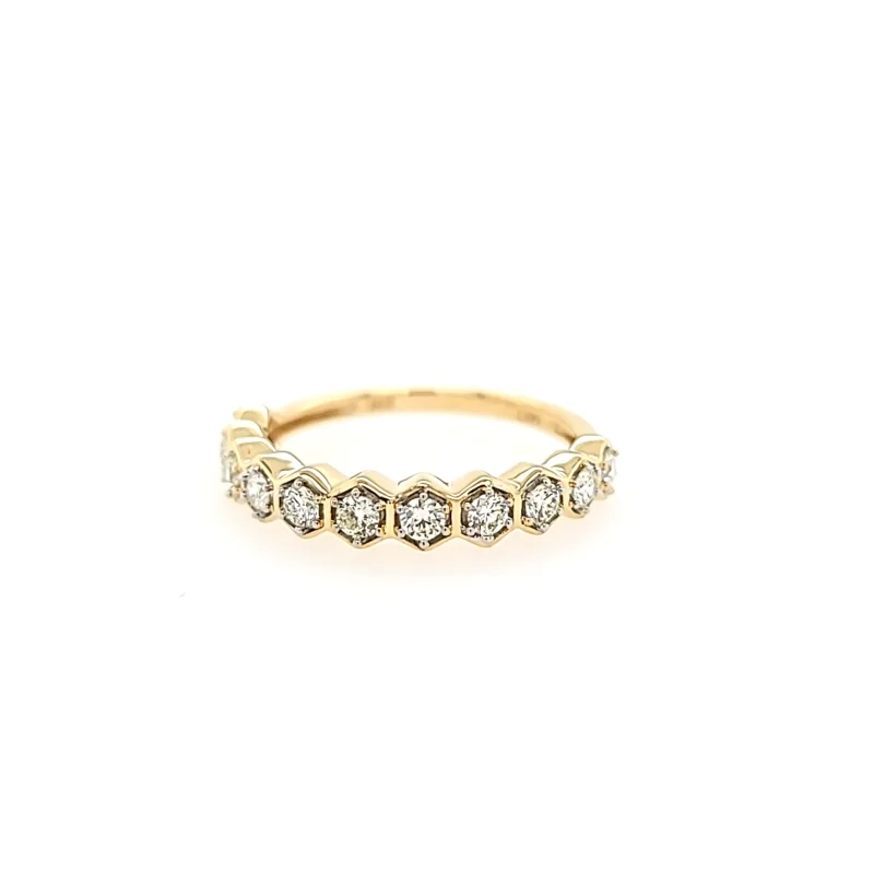 Yellow Gold Hexagon Diamond Band (I7499)
