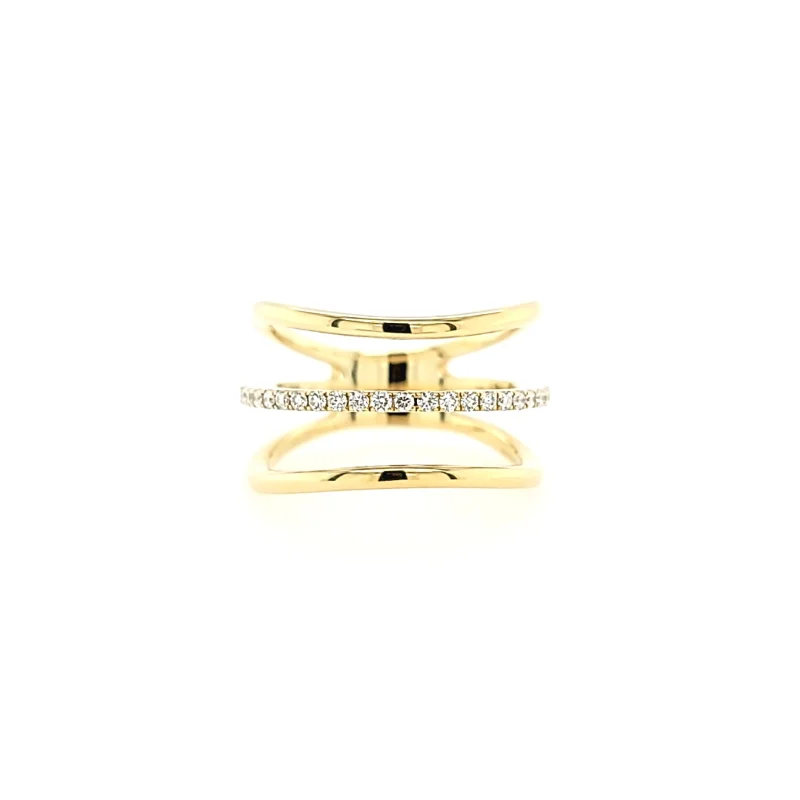 Yellow Gold Triple Band Diamond Ring (I6823)