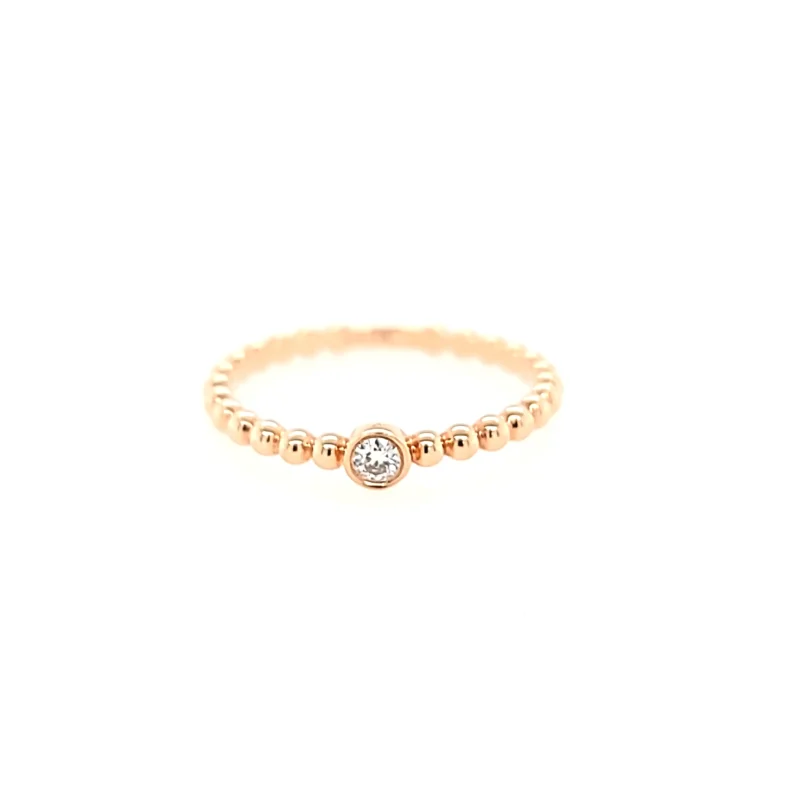 Rose Gold Diamond Beaded Ring (I4086)