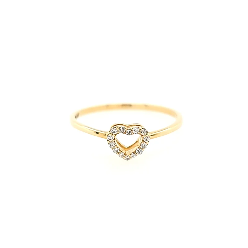 Yellow Gold Diamond Heart Ring (I7264)