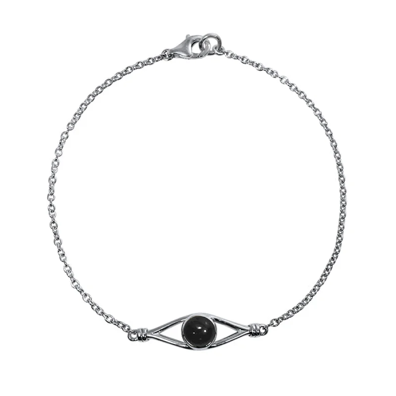 Sterling Silver Eclipse Collection Cable Chain Bracelet – With Cabochon