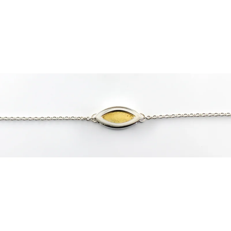 Sterling Silver/Gold Plated Small/Medium Marquise Collection Shape Bracelet