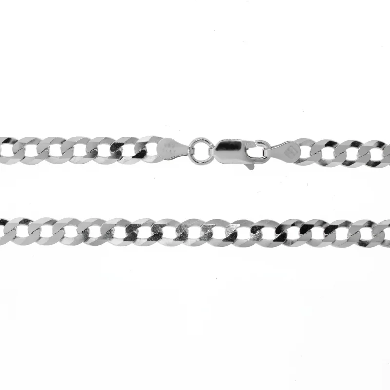 Rhodium Plated Flat Curb Chains