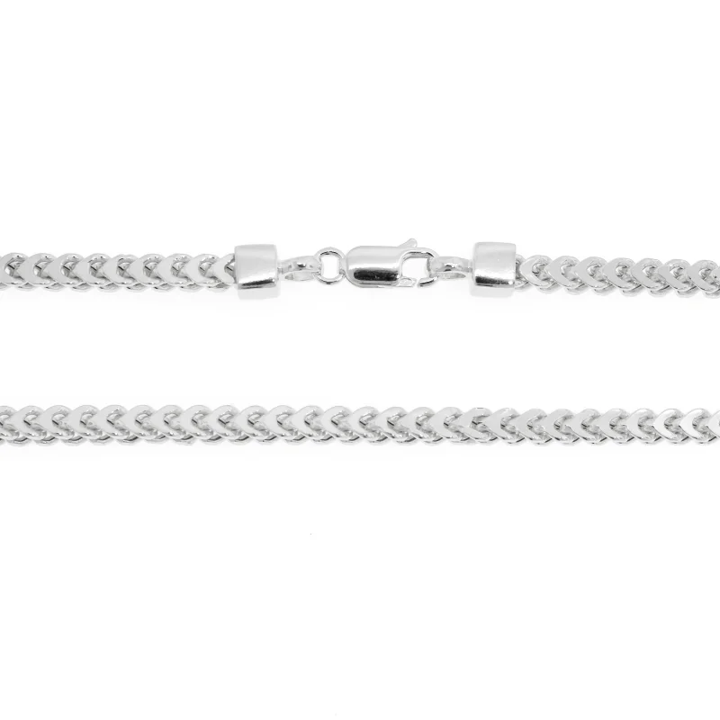 Rhodium Plated Hollow Franco Chain
