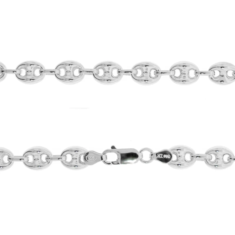 Rhodium Plated Puff Marina Chain