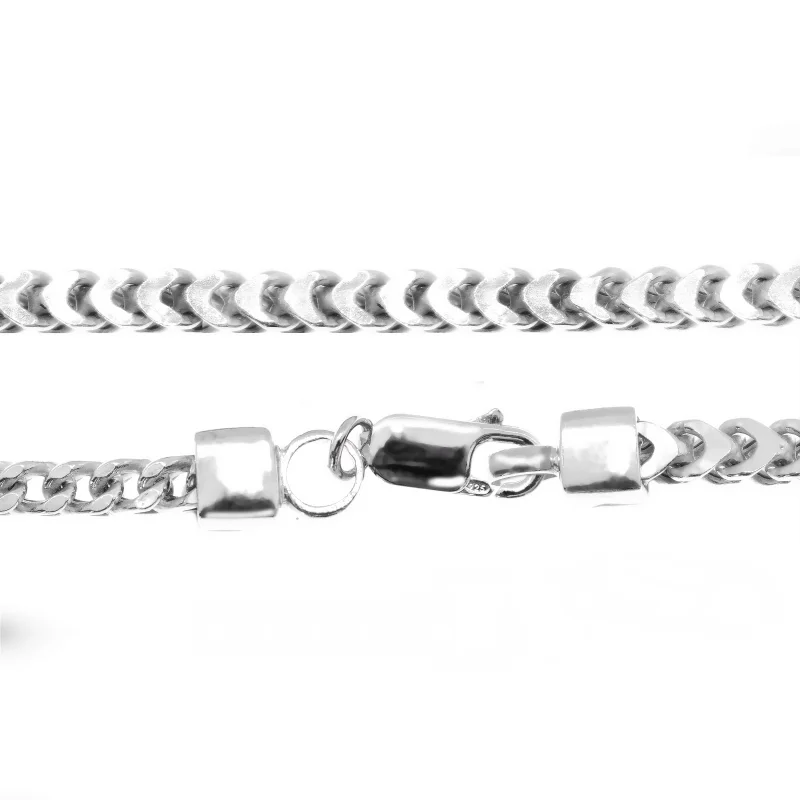 Rhodium Plated Solid Franco Chain