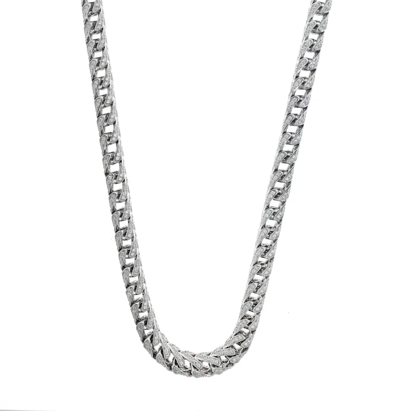 Rhodium Plated CZ Pave Franco – Necklace
