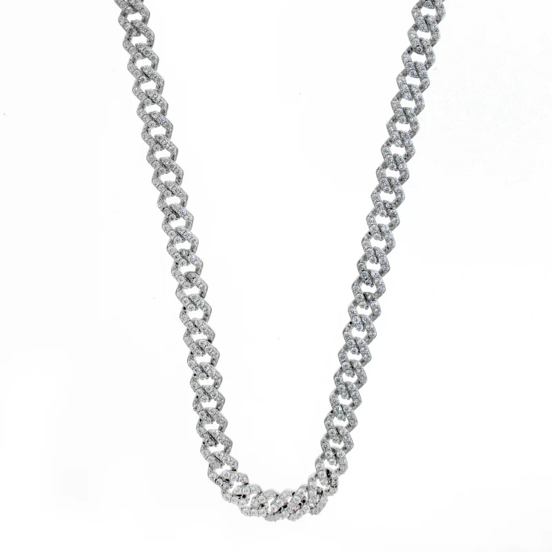 Rhodium Plated Miami Cuban Pave – Necklace