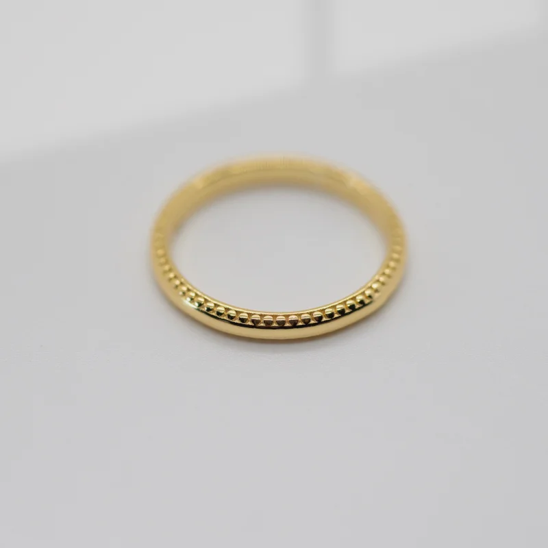 Textured Plain Stacking Ring Yellow Gold