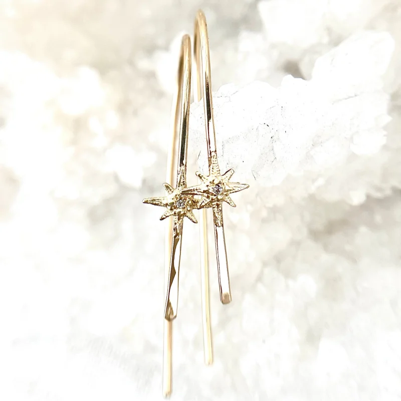 Tiny Gratitude Star Delicate Hoop Earrings